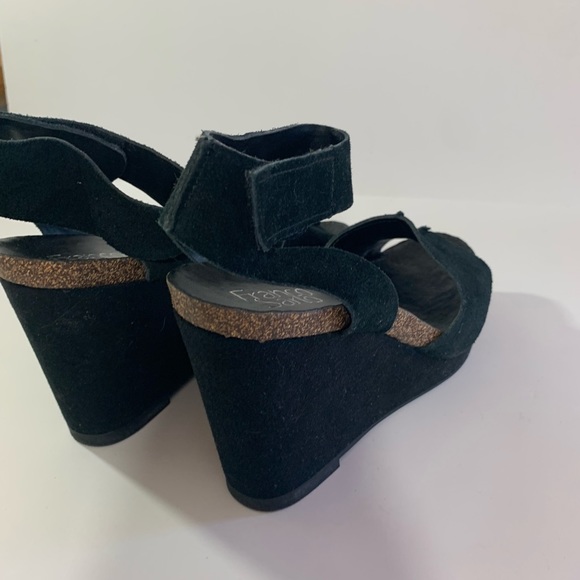 🌺SOLD🌺Franco Sarto Fairfax Black Suede Wedge Plateform Sandal Heels - Picture 5 of 11